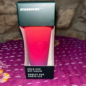 NWT Starbucks Hot Pink Purple Ombre Miniature Cold Cup Replica Key Chain
